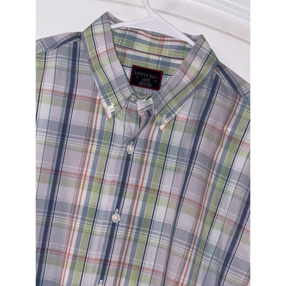 Untuckit Men’s Large Button Down Slim Fit‎ Plaid Shirt Fast Shipping! LG - Picture 1 of 3